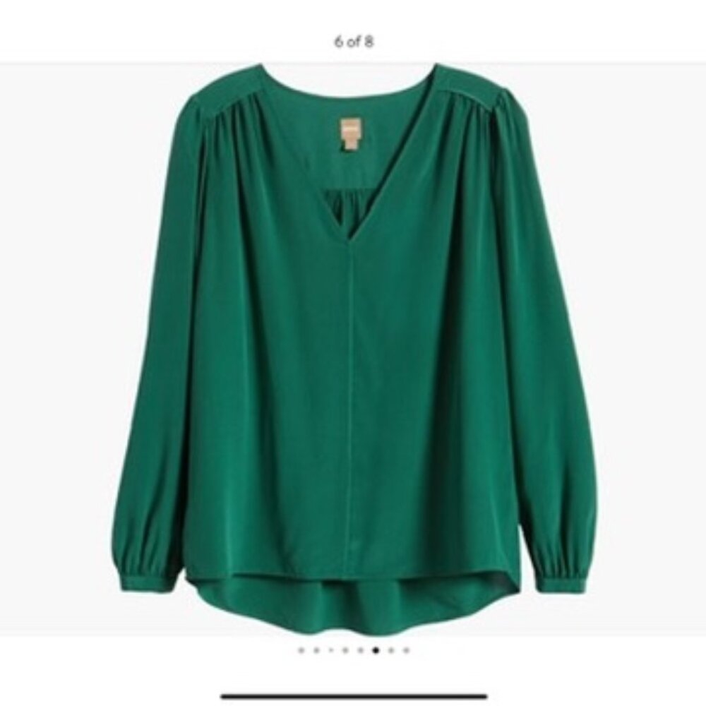 BOSS Bindie Silk Popover Top - size 6 - Neplica (dark green)